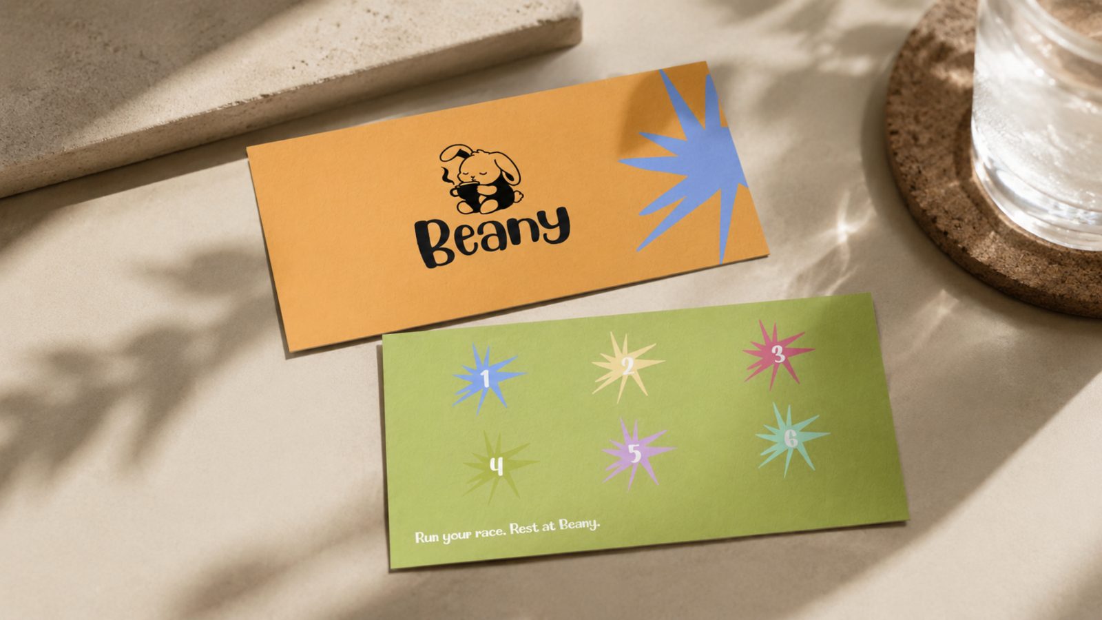 Beany envelopes with numbered star graphics