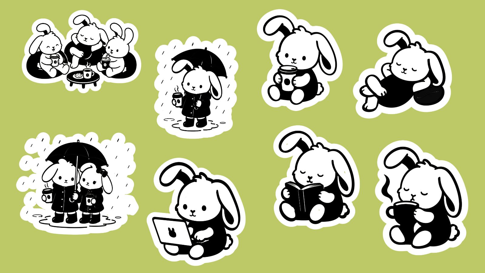 Beany sticker set on green