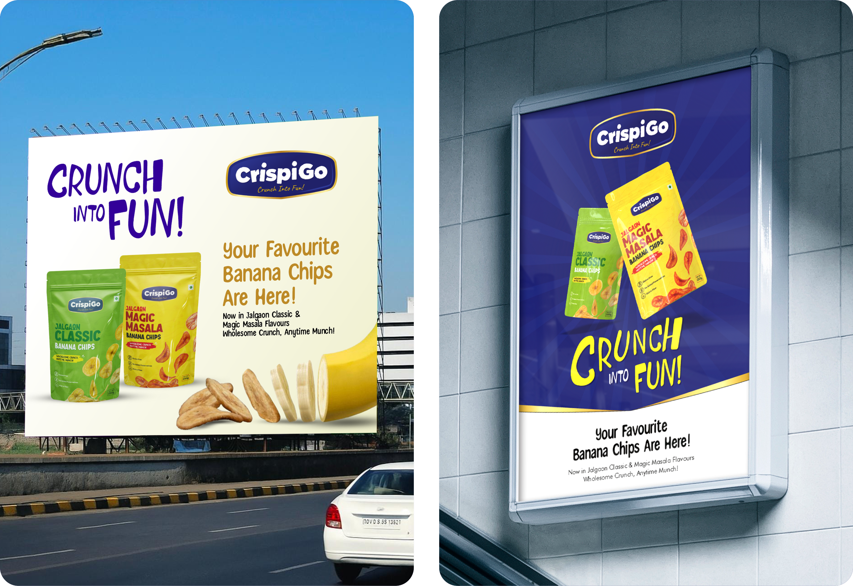 CrispiGo out-of-home billboards — Crunch Into Fun