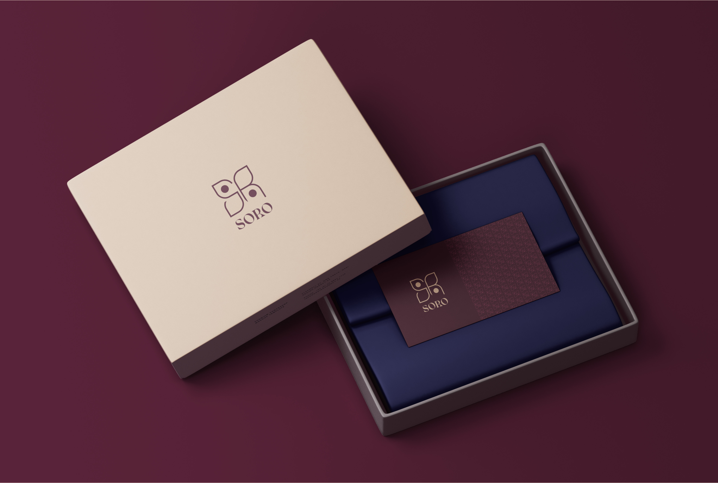Soro premium gift box in cream and maroon