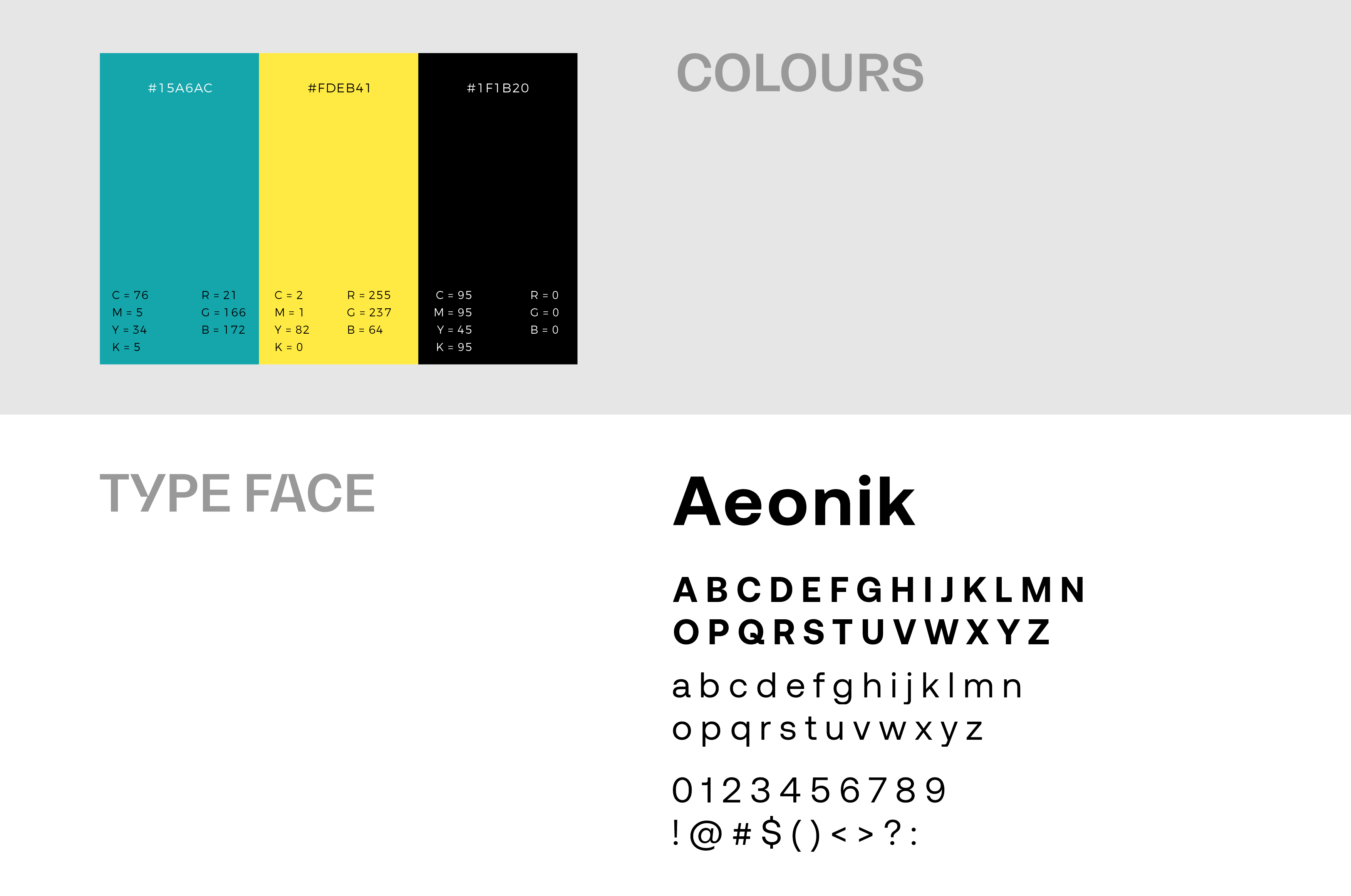 Tydy colour palette and Aeonik typeface