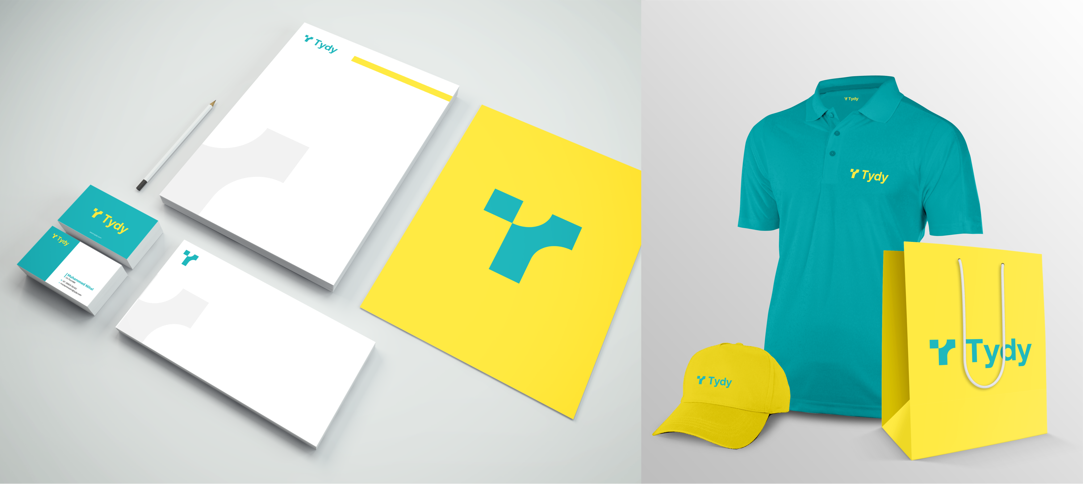Tydy stationery, polo, cap, and bag
